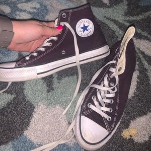 Burgundy high top converse size 9